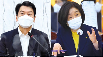 안철수 대선후보(왼쪽), 심상정 대선후보