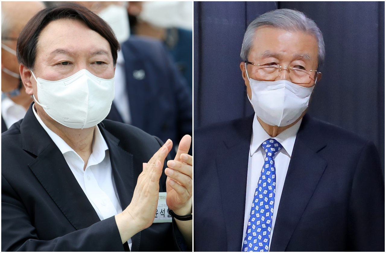 윤석열 국민의힘 대선 후보-김종인 전 비상대책위원장. [연합]