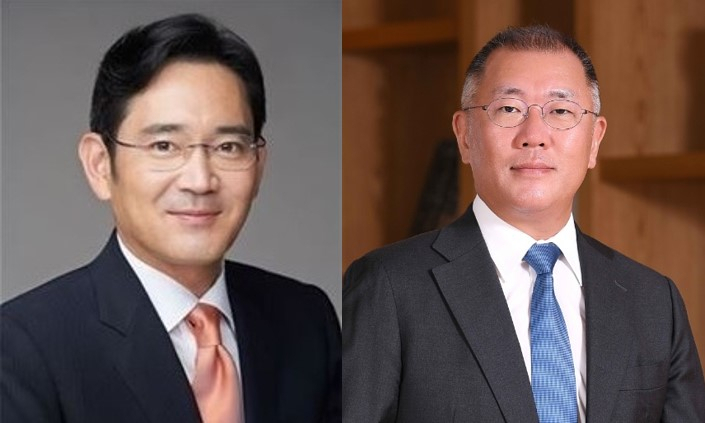 이재용 삼성전자 부회장(왼쪽)과 정의선 현대자동차그룹 회장 [헤럴드경제DB]