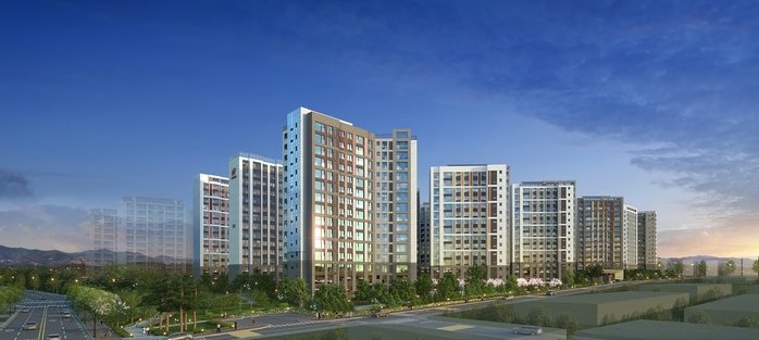 A rendering image of Hillstate Pyeongtaek The First (Hyundai E&C)