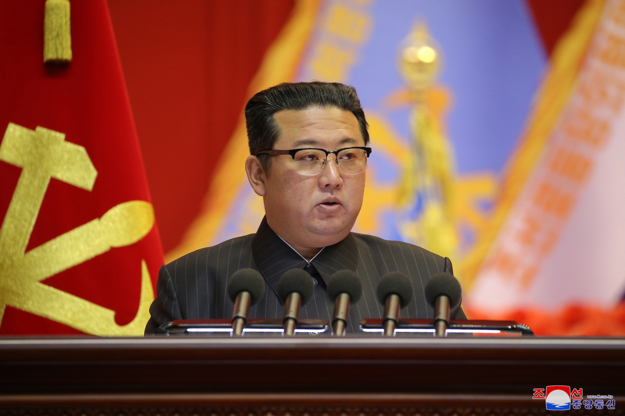North Korean leader Kim Jong-un attends a meeting of the North Korean Army's educationists at the April 25 House of Culture in Pyongyang on Dec. 4 and 5. (KCNA-Yonhap)