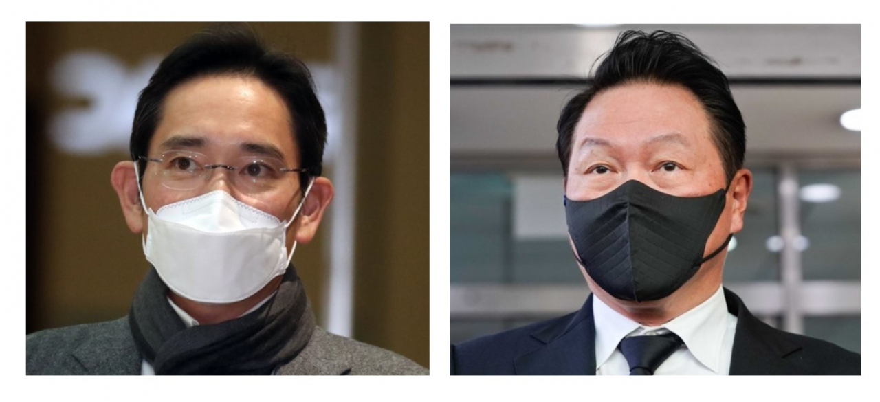 이재용(왼쪽) 삼성전자 부회장과 최태원 SK그룹 회장[연합·헤럴드경제DB]