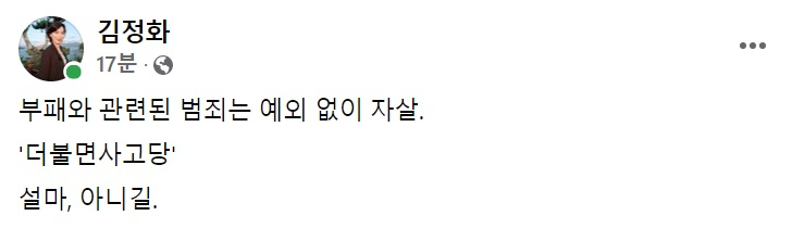 [김정화 전 민생당 대표 페이스북 일부 캡처]
