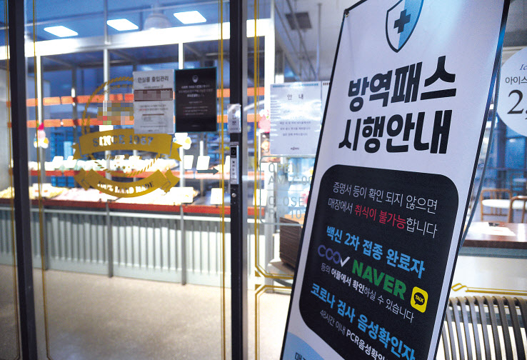 지난 6일부터 1주일 동안 시행된 방역 패스 적용 계도 기간이 종료된 13일 서울 용산구의 한 극장 입구에 방역 패스 운영을 안내하는 문구가 설치돼 있다. 이날부터 식당, 카페 등 다중이용시설에서 방역지침을 위반하면 과태료 등 벌칙이 부과된다. 박해묵 기자