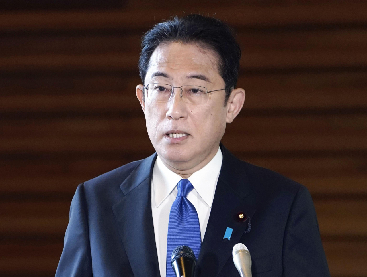 기시다 후미오(岸田文雄) 일본 총리가 11월 29일 오전 일본 총리관저에서 기자들의 취재에 응하고 있다. 연합뉴스