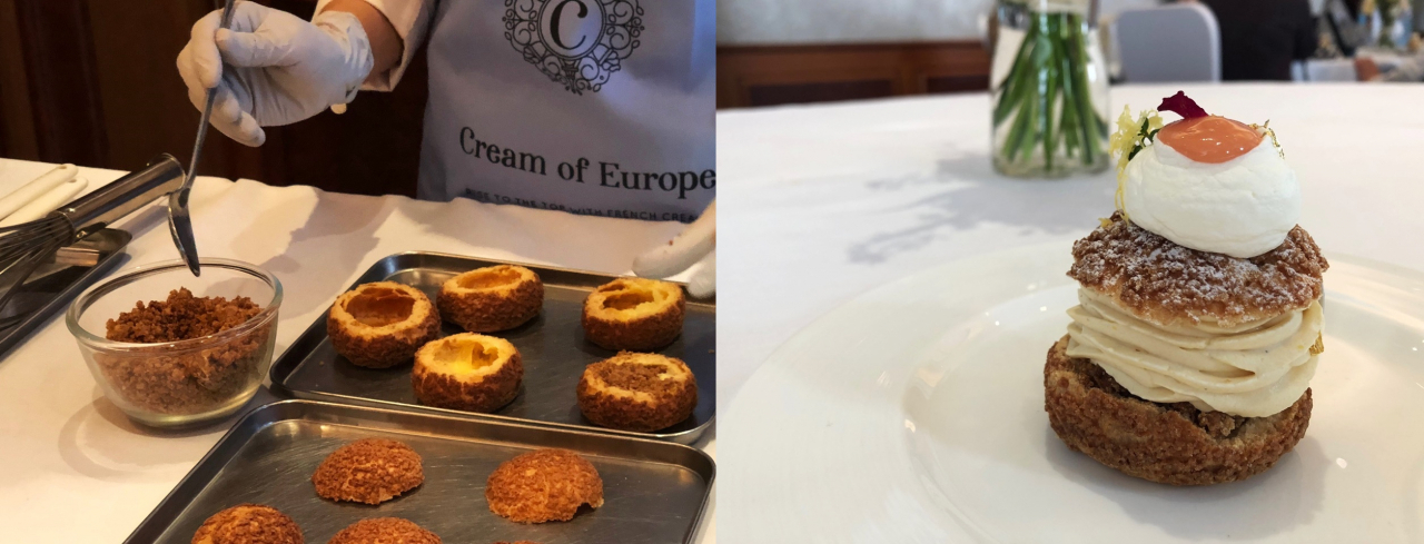 지난 13일 서울 중구 밀레니엄 힐튼호텔 열린 ‘크림오브유럽(Cream of Europe)’ 행사에서 박지현 셰프가 ‘진저 카라멜 슈’를 만들고 있다. [사진=육성연 기자]