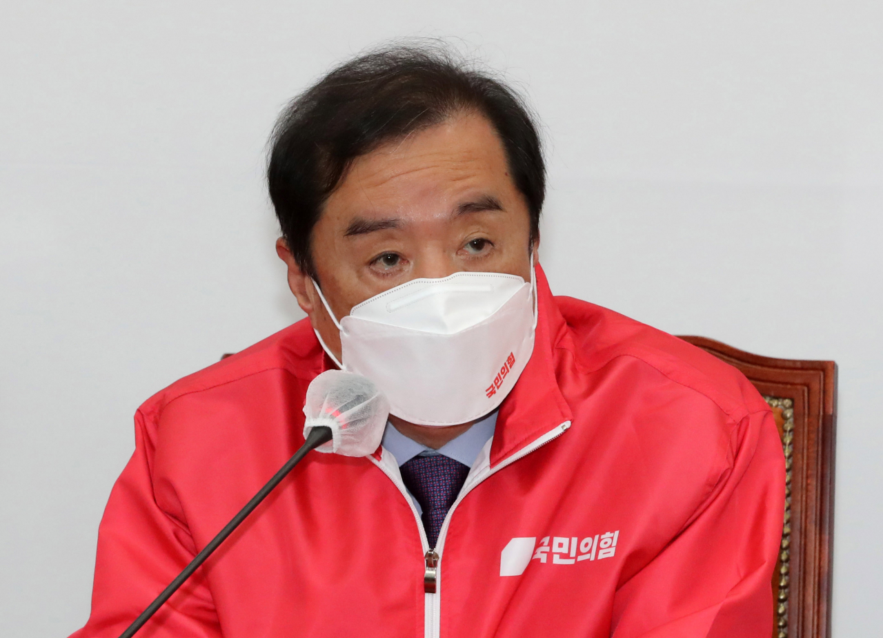 김병준 국민의힘 공동상임선대위원장이 지난 13일 오전 국회에서 열린 중앙선거대책위원회의에서 발언하고 있다.[국회 사진기자단]