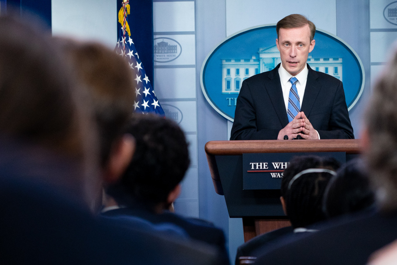 White House National Security Advisor Jake Sullivan speaks to reporters at the White House. (White House, Photo by Erin Scott)