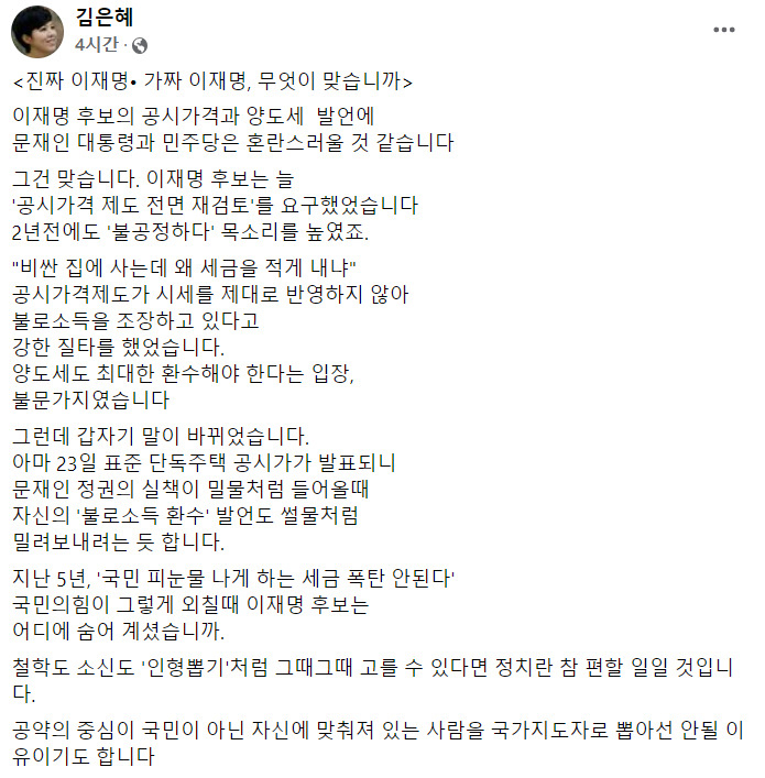 김은혜 국민의힘 중앙선거대책위원회 대변인 페이스북 캡처.