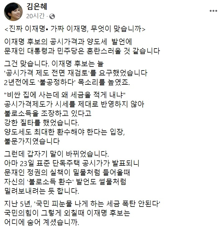 김은혜 국민의힘 의원 페이스북 일부 캡처.