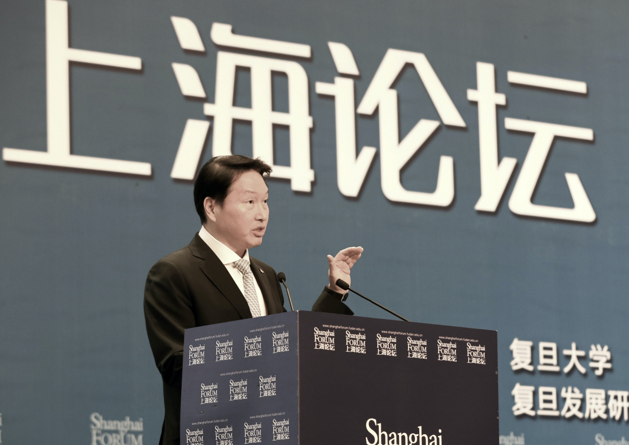 지난해 12월 중국 ‘상하이 포럼 2020’에 참석한 최태원 SK그룹 회장. [SK㈜ 제공]