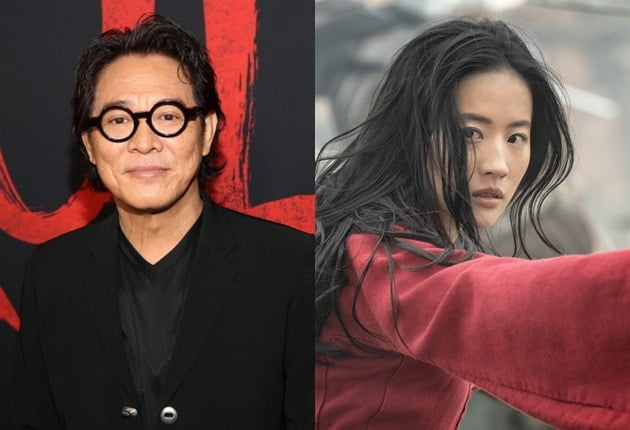 ‘황비홍’·‘동방불패’ 등으로 유명한 홍콩 액션스타 리롄제(李連杰·이연걸·왼쪽), ‘뮬란’의 류이페이(劉亦菲·유역비). [월트디즈니컴퍼니코리아 제공]