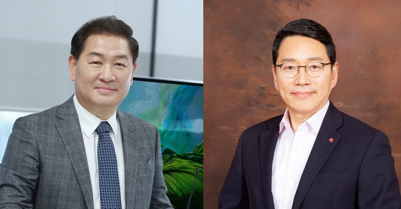 한종희 삼성전자 부회장(왼쪽)과 조주완 LG전자 사장. [삼성전자·LG전자 제공]