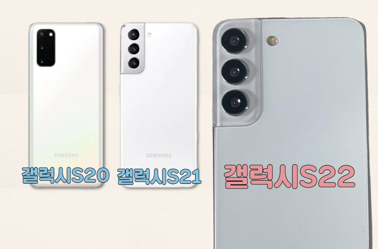 왼쪽부터 갤럭시S20, 갤럭시S21, 갤럭시S22(추정). [삼성전자 제공, 트위터(@UniverseIce) 캡처]