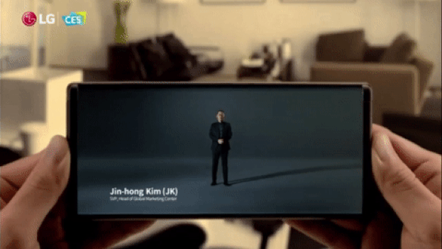 LG전자가 지난 1월 미국 가전쇼 CES2021에서 선보인 롤러블폰 티저영상. [LG전자 제공]