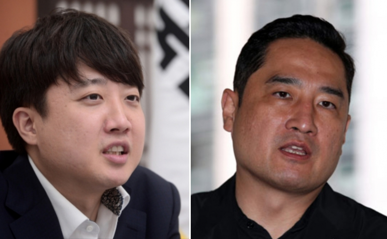 이준석(왼쪽) 국민의힘 대표, 가세연의 강용석(오른쪽) 변호사. [이상섭 기자·연합]