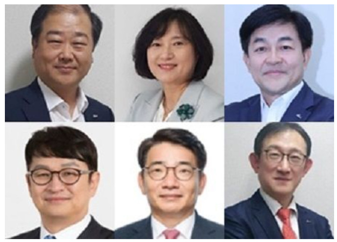 신한은행 오한섭 여신그룹부행장, 박현주 소비자보호그룹부행장, 정용기 개인그룹부행장. 서승현 글로벌사업부문부행장, 이영종 퇴직연금부문부행장, 박성현 기관그룹부행장(첫줄 왼쪽부터)