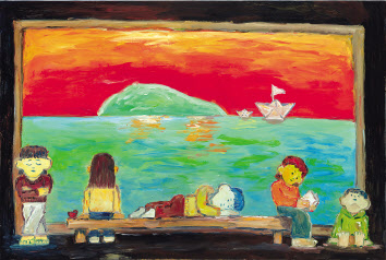 콰야, 바라보는 방법 How to look, pil on canvas, 194x130cm, 2021