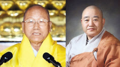 종정 진제 스님(왼쪽), 총무원장 원행 스님