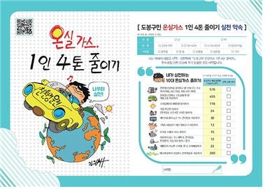 도봉구 온실가스 1인 4톤 줄이기 실천 서약서. [도봉구 제공]