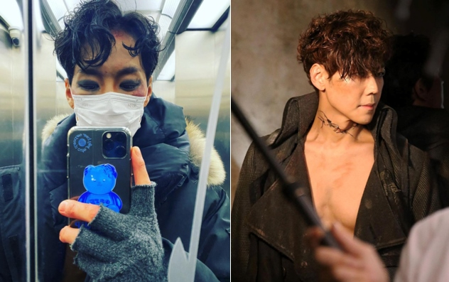 엘리베이터(왼쪽)와 무대에서의 모습. [카이 SNS]
