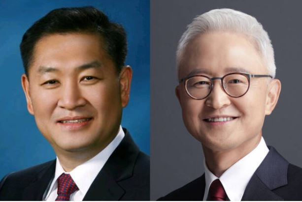 한종희(왼쪽부터) 삼성전자 대표이사 부회장, 경계현 대표이사 사장[삼성전자 제공]