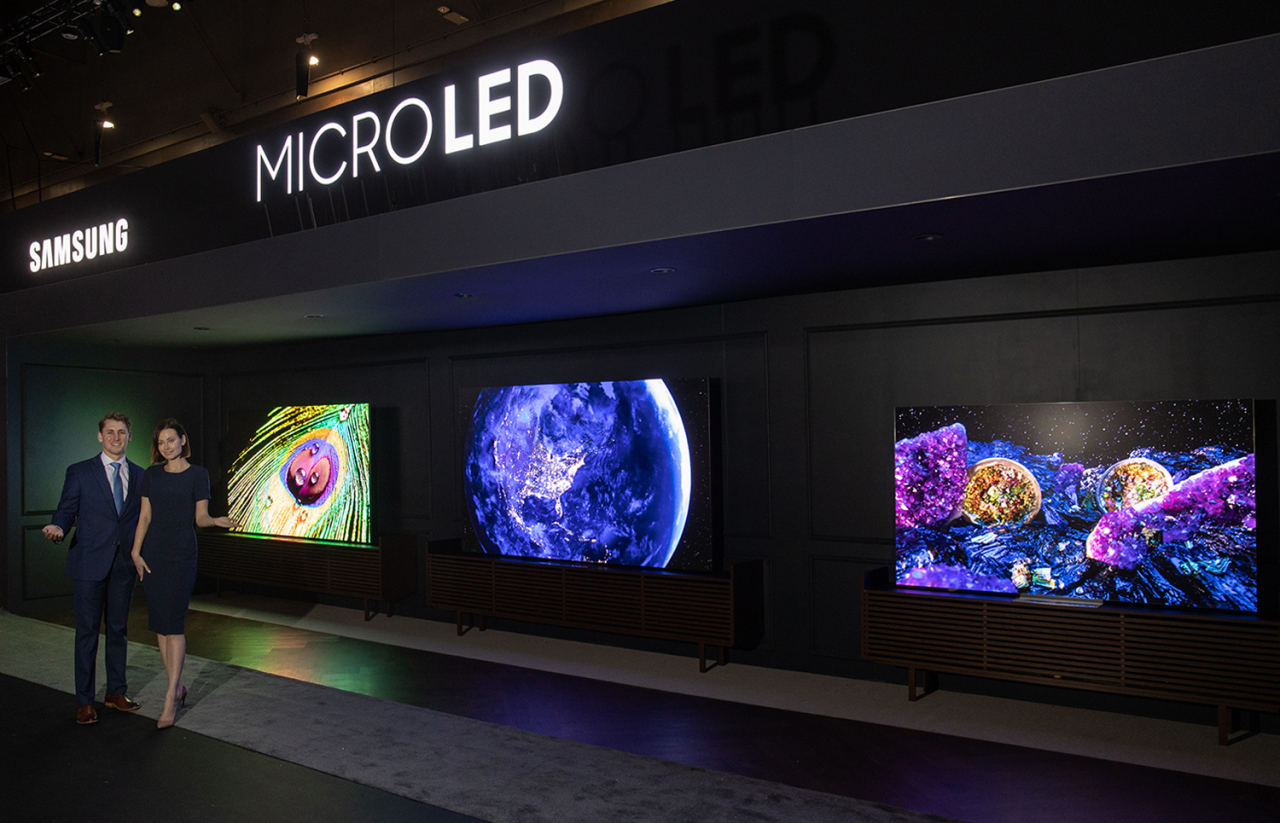삼성전자가 최초 공개하는 2022년형 ‘마이크로 LED TV’ 101, 110, 89형. [삼성전자 제공]