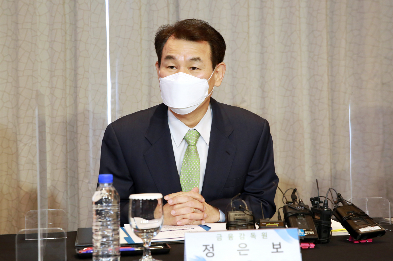 [사진=정은보 금융감독원장이 지난해 12월16일 밀레니엄 힐튼 서울 호텔에서 열린 손해보험회사 CEO 간담회에 참석해 인사말을 하고 있다.][금감원 제공]