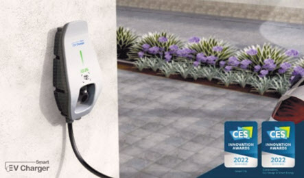 CES 2022에서 혁신상을 수상한 스타트업 에바의 전기차 완속 충전기 ‘스마트 EV 차저’. [에바 제공]