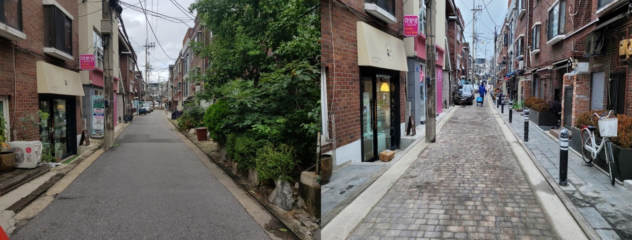 보행자 중심으로 새단장한 마포구 월드컵로19길 일대 전경. [마포구청 제공]