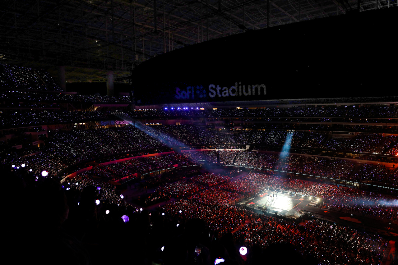 K-pop sensation BTS' "Permission to Dance On Stage" concert takes place at the SoFi Stadium in Inglewood, California, on Nov. 28, 2021. (BigHit Music)