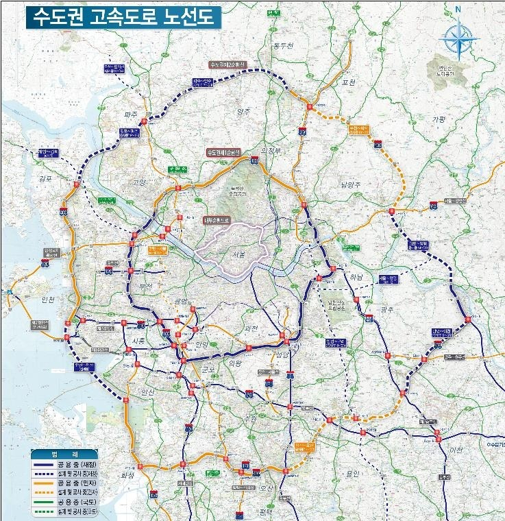 수도권 고속도로 노선도. [연합]