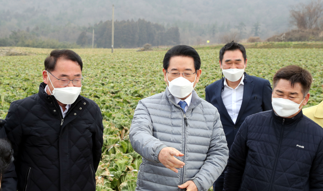 겨울배추 산지 출하실태를 점거하고 있는 김영록지사