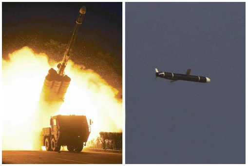 합참은 27일 북한이 동해상으로 미상발사체를 발사했다고 밝혔다. 북한이 작년 9월 실시한 신형 장거리 순항미사일 시험발사 장면. 자료사진. [헤럴드DB]