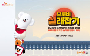 SK브로드밴드는 설 연휴를 맞아 B tv 메뉴 곳곳에 숨어있는 캐릭터 ‘브로비’를 찾으면 다양한 경품을 증정하는 이벤트를 진행한다고 27일 밝혔다. [SK브로드밴드 제공]