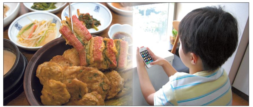 만성질환자는 물론 평소 꾸준한 식단조절과 운동으로 건강관리를 해온 사람들조차 명절이라는 이유로 과식을 하거나 고열량 식사를 하며 혈당이나 혈압 조절에 어려움을 느끼는 등 건강을 위협 받는다(왼쪽). 어렸을 때부터 스마트폰이나 TV 등에 자주 노출되면 쉽게 중독될 수 있으며, 정보를 기억하고, 사고·판단하는 뇌의 기능이 손상되어 성인기까지 부정 적인 영향을 미칠 수 있다.