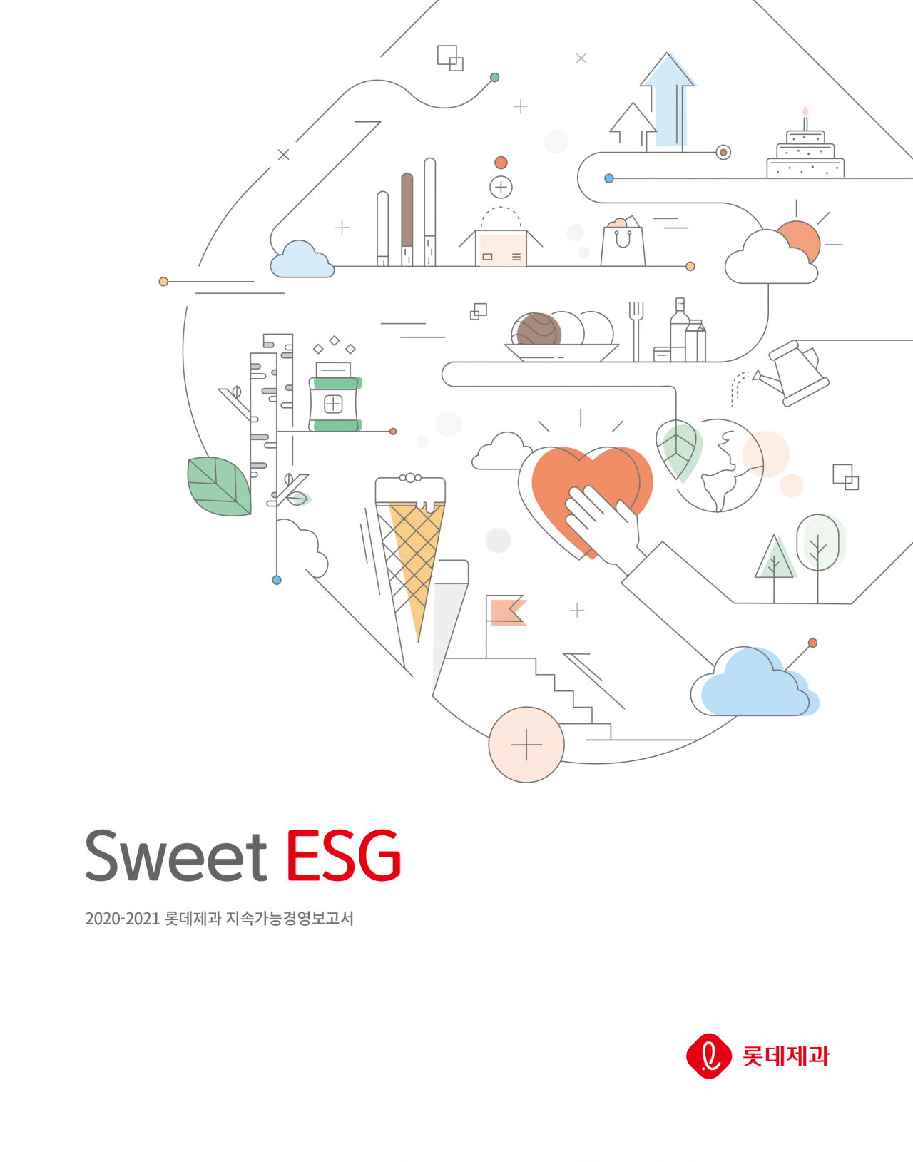 롯데제과가 ESG(환경·사회·지배구조) 경영 전략과 활동 성과를 담은 ‘2020~2021 지속가능경영보고서’를 발간했다. [롯데제과 제공]