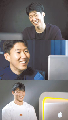 설날을 앞두고 영상 통화를 통해 덕담을 나누고 있는 박지성(위부터)과 손흥민, 황희찬. [토트넘 유튜브 캡처]