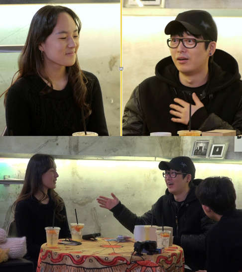故 신해철의 오랜 팬으로 알려진 국카스텐 보컬 하현우가 제주를 찾아 신해철의 자녀와 이야기를 나누고 있다. [KBS 방송 캡처]