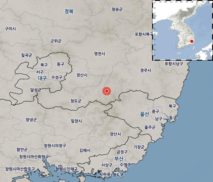 지진 발생 위치.[기상청 제공]