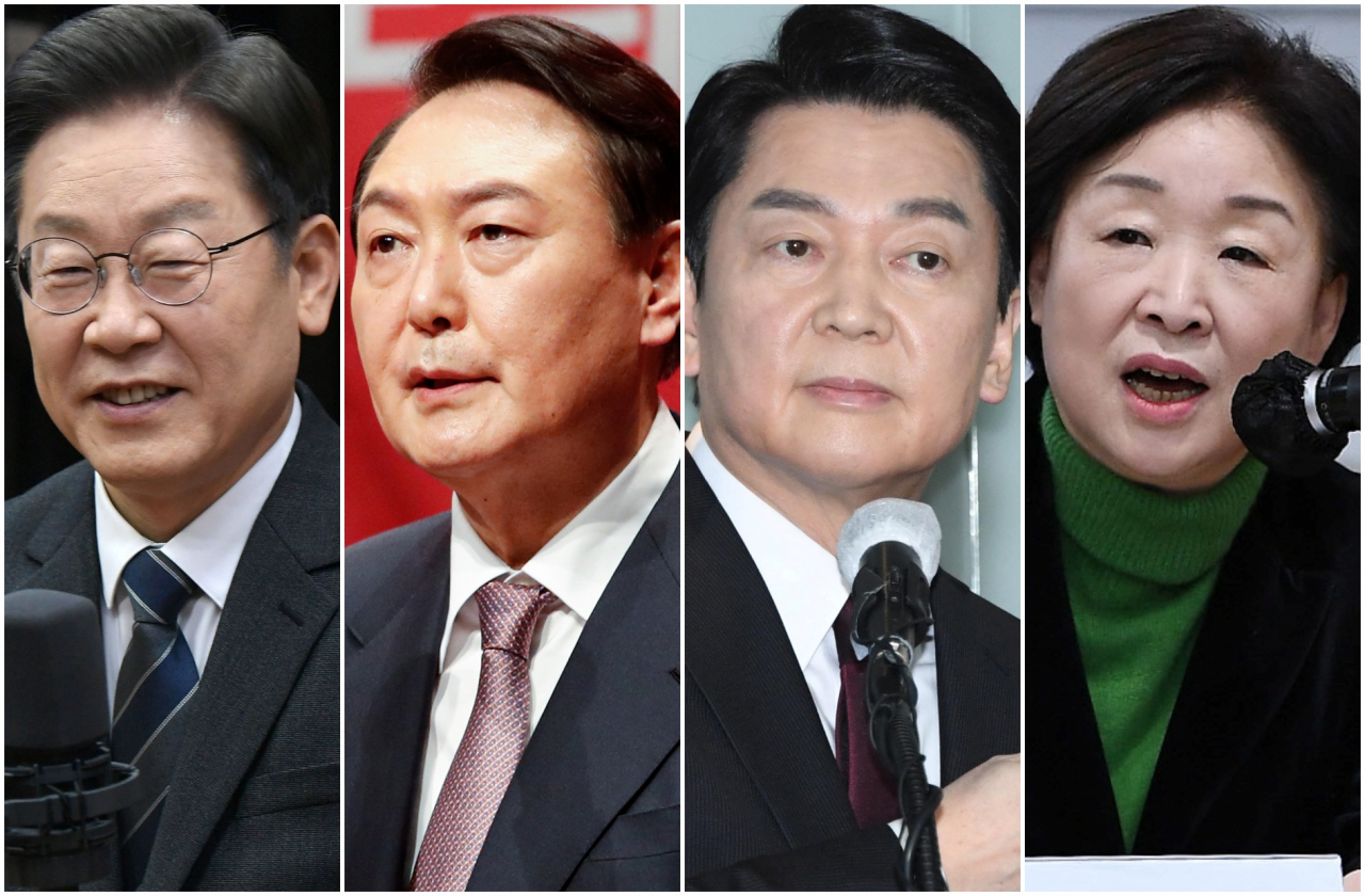 이재명(맨 왼쪽부터) 더불어민주당 대선 후보-윤석열 국민의힘 대선 후보-안철수 국민의당 대선 후보-심상정 대선 정의당 후보 [국회사진기자단]