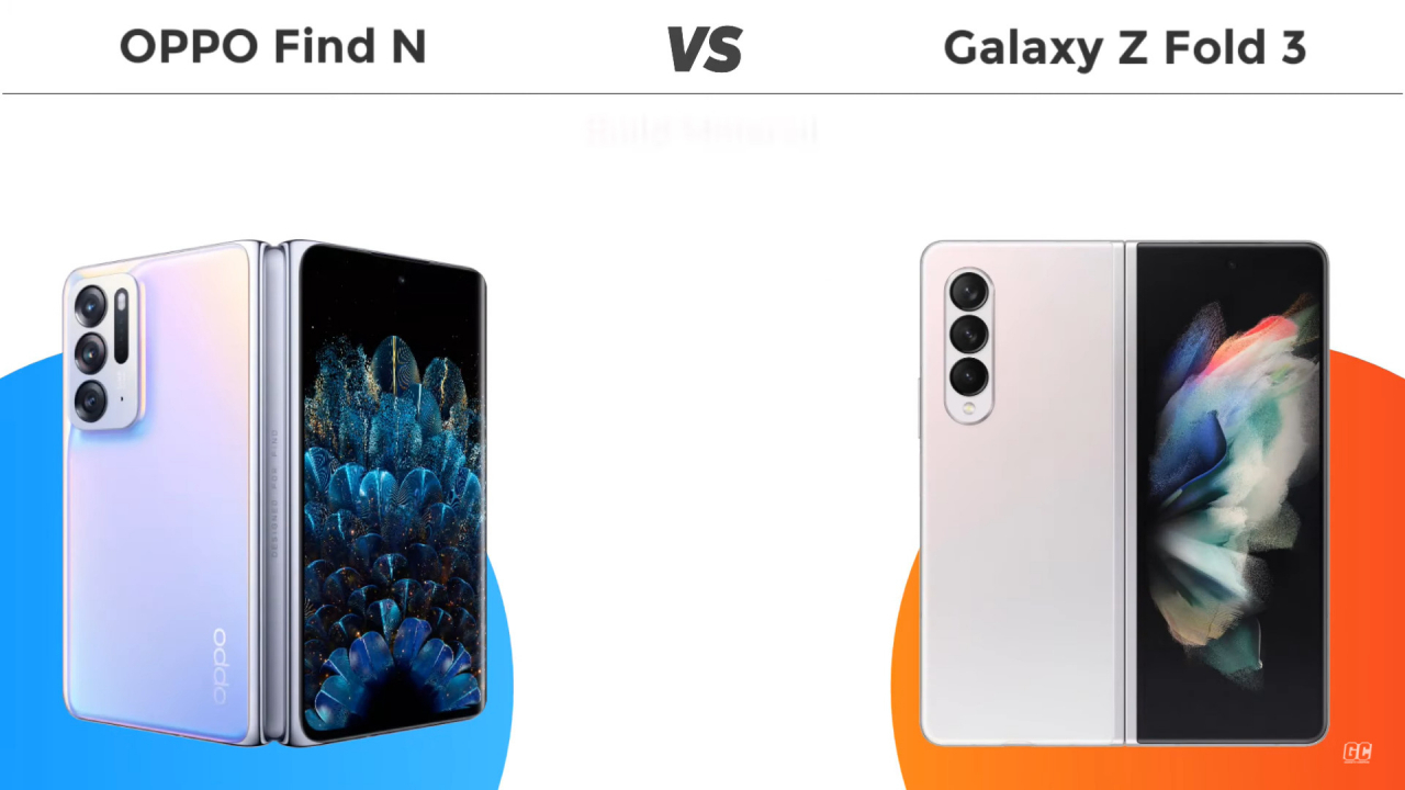 중국 스마트폰 제조사 오포(OPPO)의 폴더블폰 '파인드 N'(왼쪽)과 삼성전자의 '갤럭시 Z폴드 3'. [유튜브 채널 ‘Gadgets Compare’ 캡처]