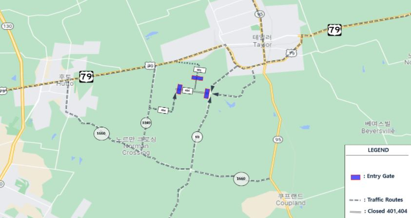미국 테일러시가 공개한 삼성전자 부지 주변 물류 이동 도로 모습[미국 테일러시 홈페이지 캡처]