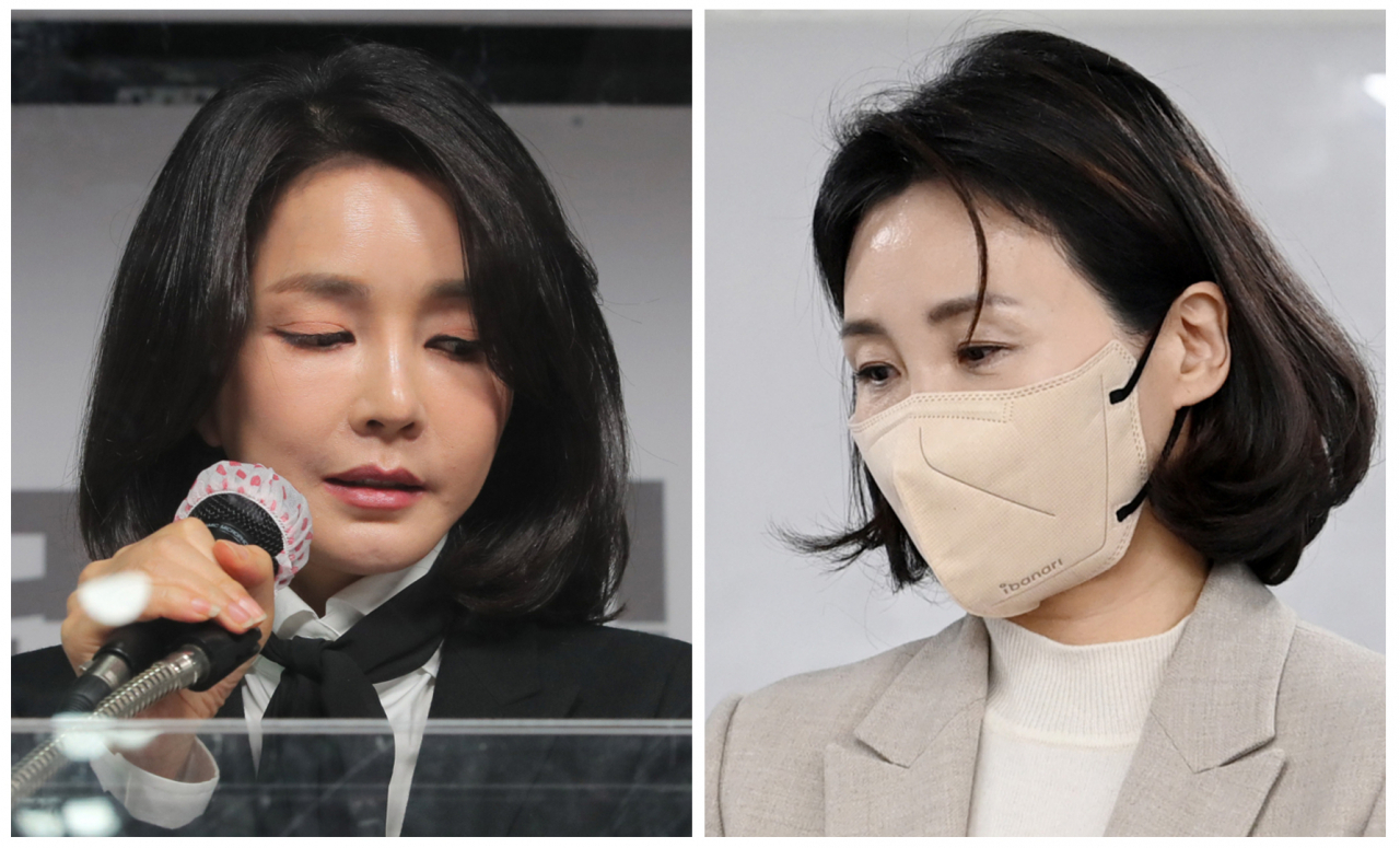 국민의힘 윤석열 후보 부인 김건희(왼쪽) 씨와 더불어민주당 이재명 후보 부인 김혜경 씨의 모습. [연합]