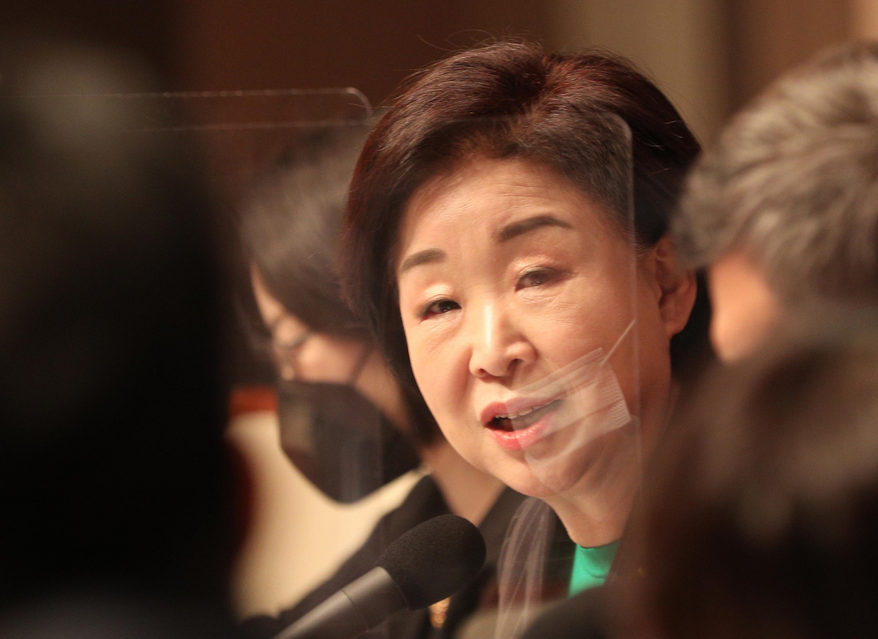 정의당 심상정 대선 후보가 14일 오전 서울 중구 한국프레스센터에서 열린 대통령 후보 초청 관훈토론회에 참석, 패널들의 질문에 답하고 있다. [연합]