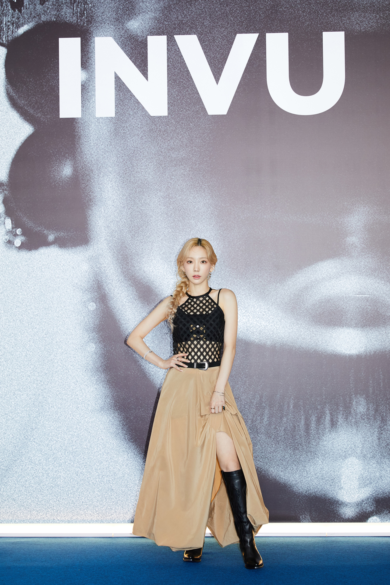 Taeyeon poses for picture during her third LP "INVU" media showcase event on Feb. 14. (S.M. Entertainment)