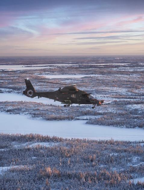 A light armed helicopter flies over Yellowknife, northern Canada, in this undated photo released by the Defense Acquisition Program Administration released on Feb. 18, 2022. (PHOTO NOT FOR SALE) (Yonhap)