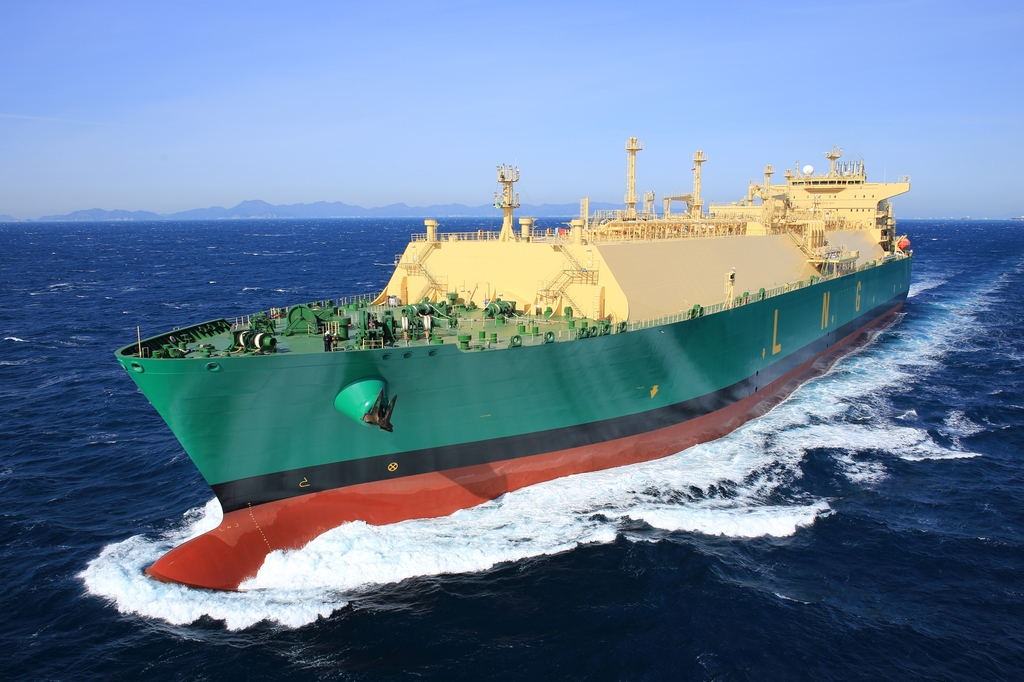This file photo provided by Samsung Heavy shows an LNG ship in the sea. (Samsung Heavy)