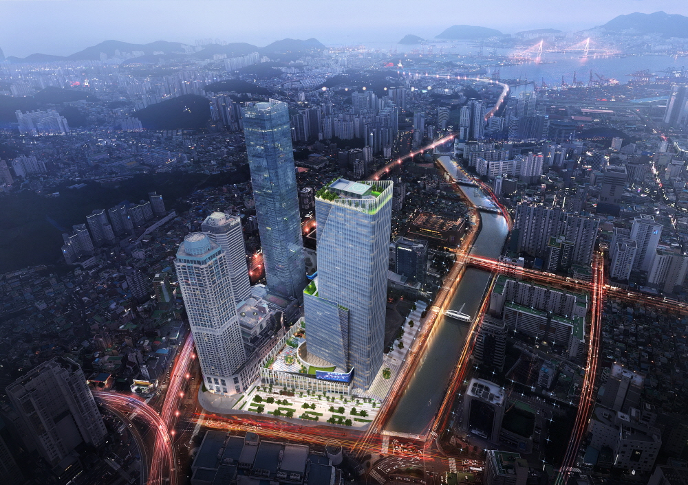 부산 국제금융혁신도시에서 이달 공급되는 지식산업센터 ‘BIFCⅡ’ 조감도 [대우건설 제공]