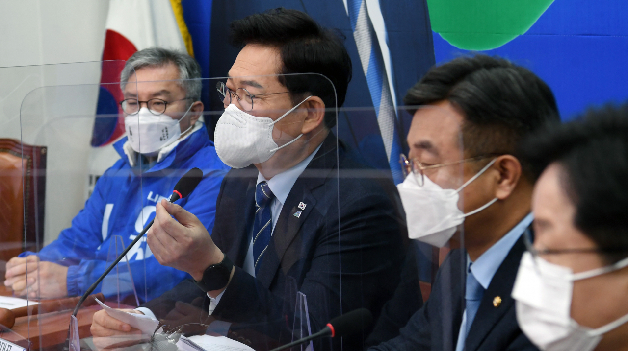 더불어민주당 송영길 대표가 22일 서울 여의도 국회에서 열린 최고위원회의에서 발언하고 있다. [연합]